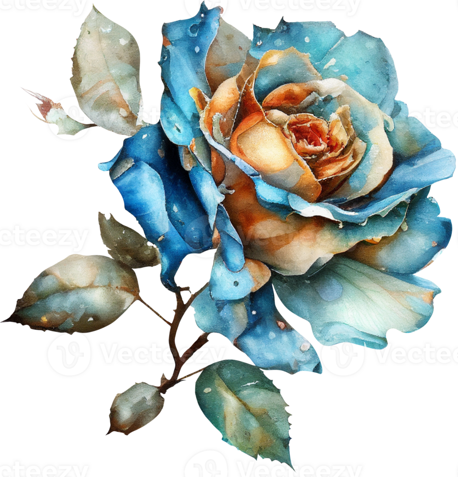 aguarela floral rosas png transparente fundo ai generativo