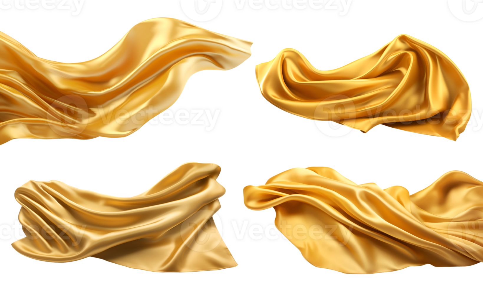 3D Illustration of Luxurious Golden Silk Fabric or curtain texture