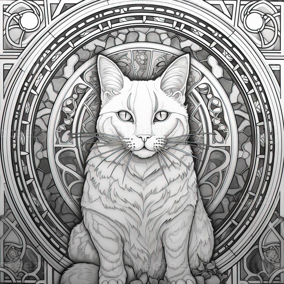 Art Nouveau Cats Coloring Pages photo