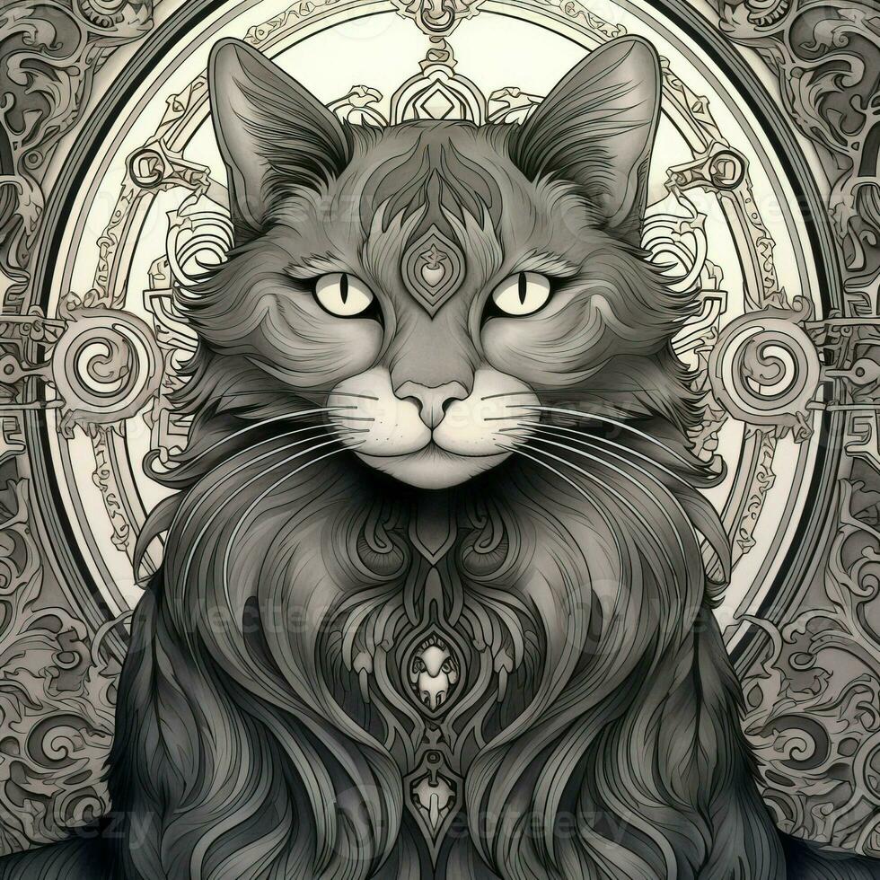 Art Nouveau Cats Coloring Pages photo