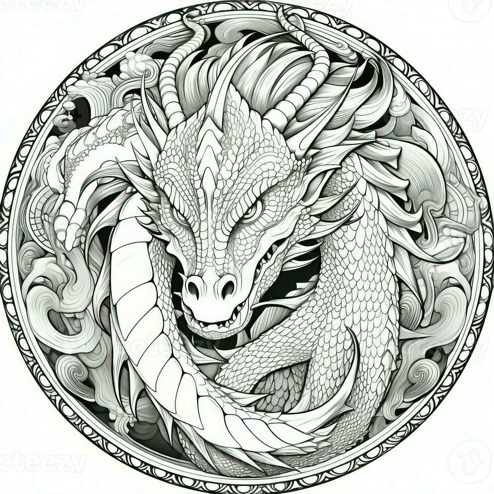 Art Nouveau Dragon Coloring Pages photo