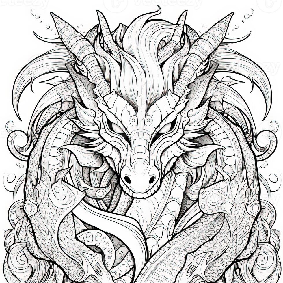 Art Nouveau Dragon Coloring Pages photo