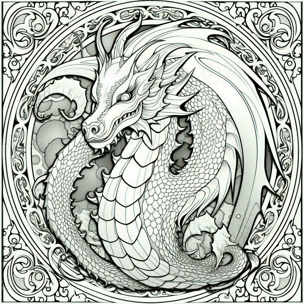 Art Nouveau Dragon Coloring Pages photo
