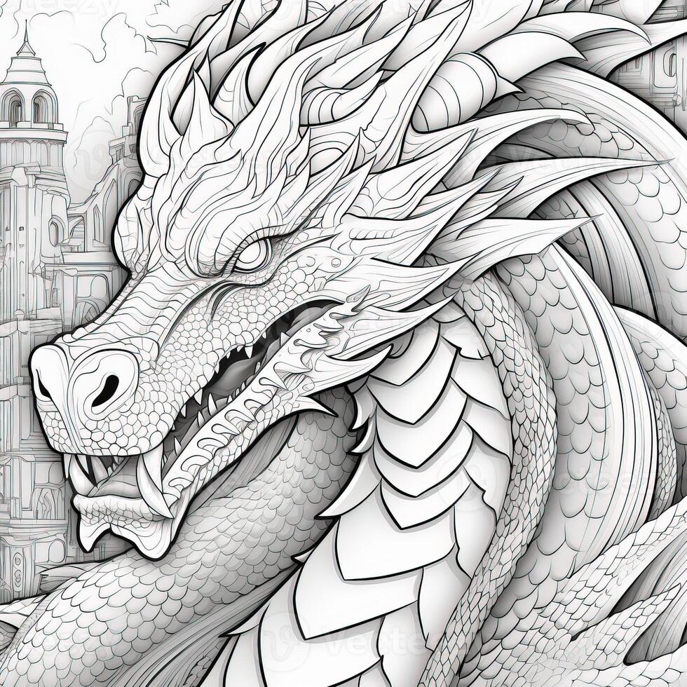 Art Nouveau Dragon Coloring Pages photo