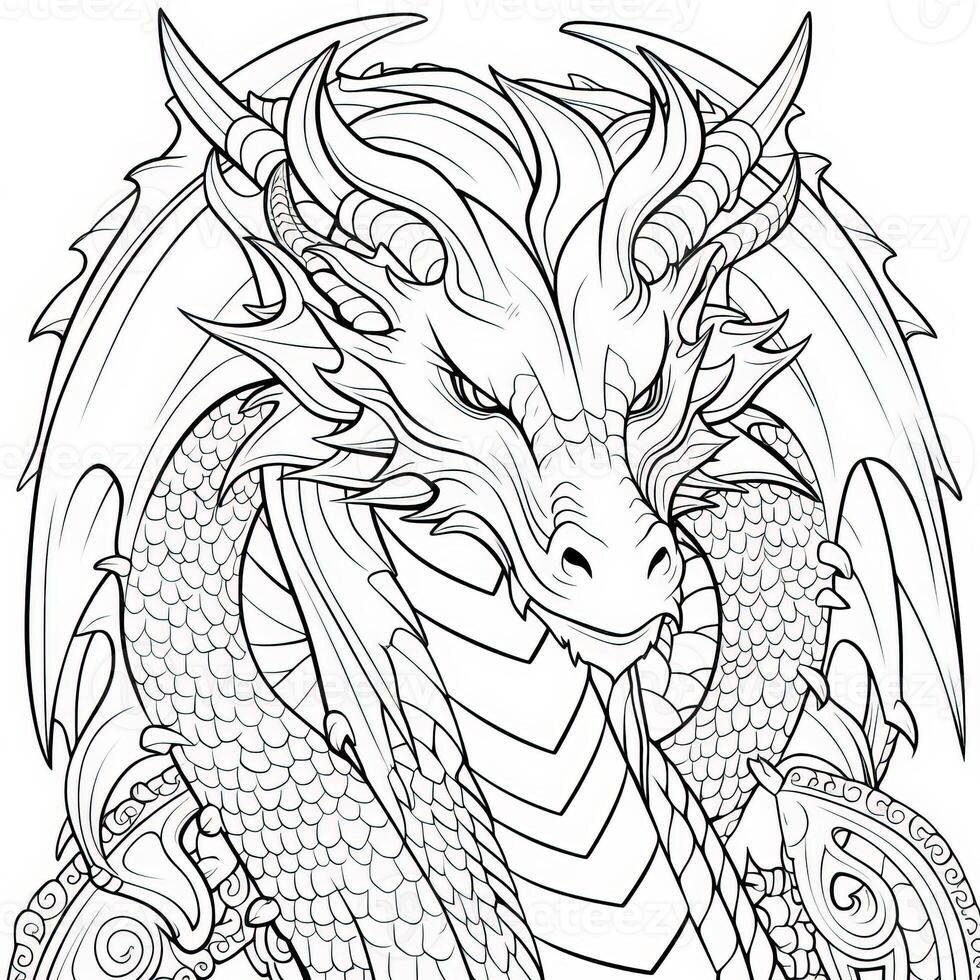 Art Nouveau Dragon Coloring Pages photo