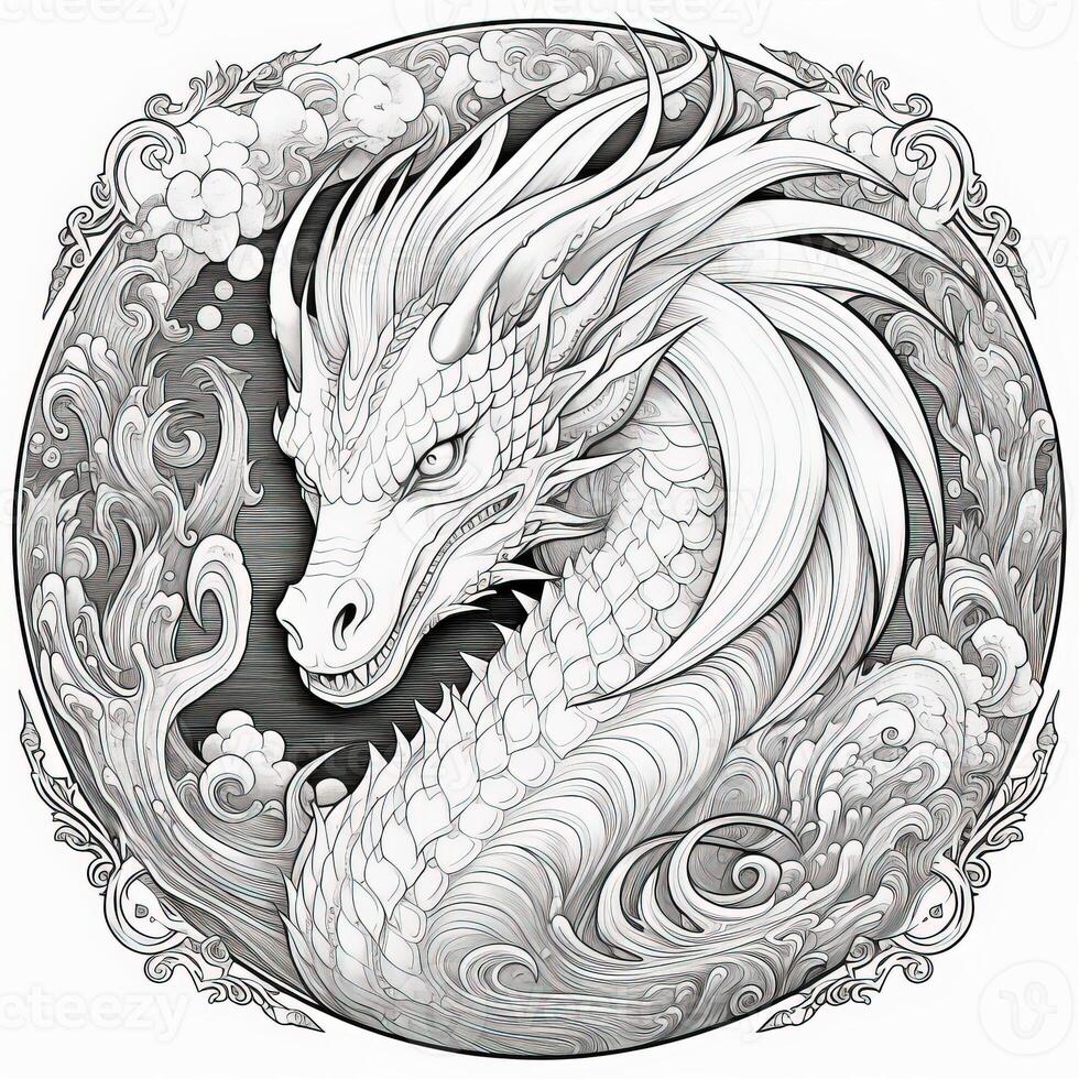 Art Nouveau Dragon Coloring Pages photo