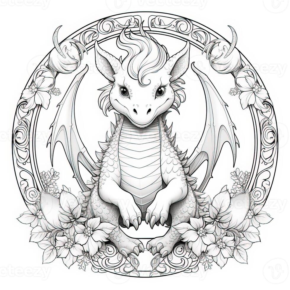 Art Nouveau Dragon Coloring Pages photo