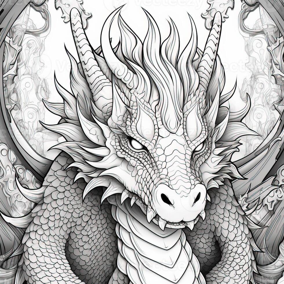 Art Nouveau Dragon Coloring Pages photo