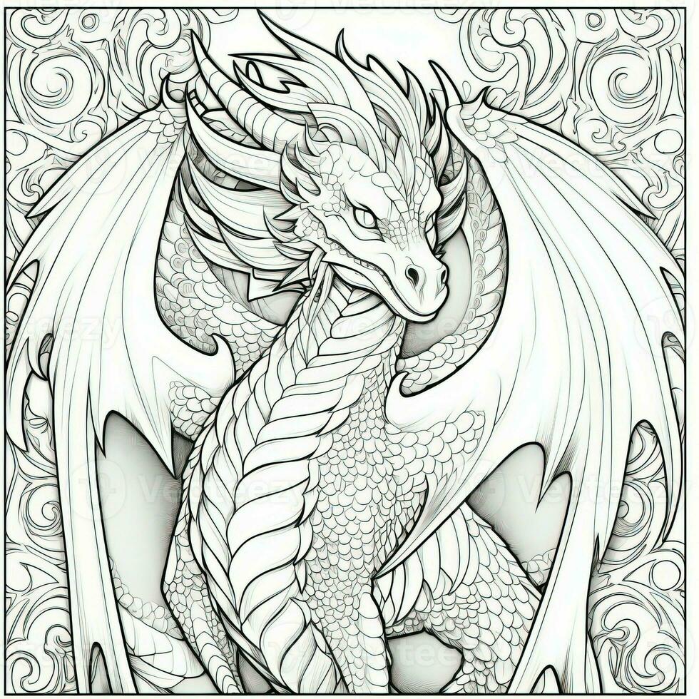 Art Nouveau Dragon Coloring Pages photo