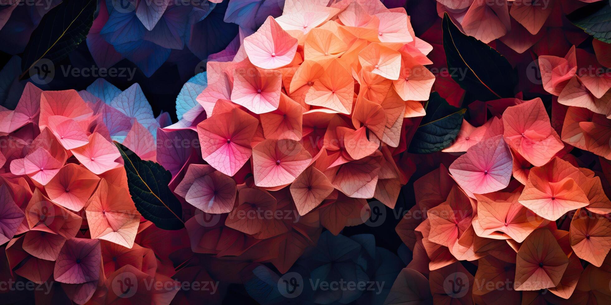 AI Generated. AI Generative. Color vibrant plant flowet blossom blooming abstraact geometric shape. Decoration pattern love romantic nature. Graphic Art photo