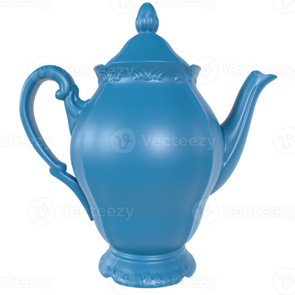 3d Rendering Of Blue Teapot Model png
