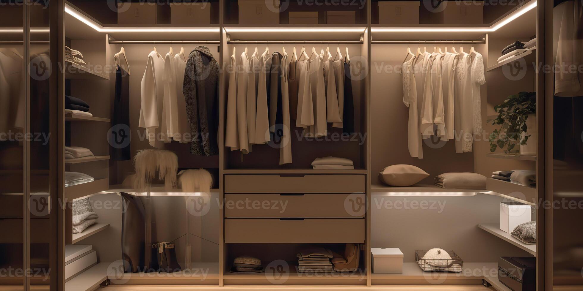 . . Vintage luxury modern minimal home indoor wardrobe design living house appartment. Cloth storage. Graphic Art photo