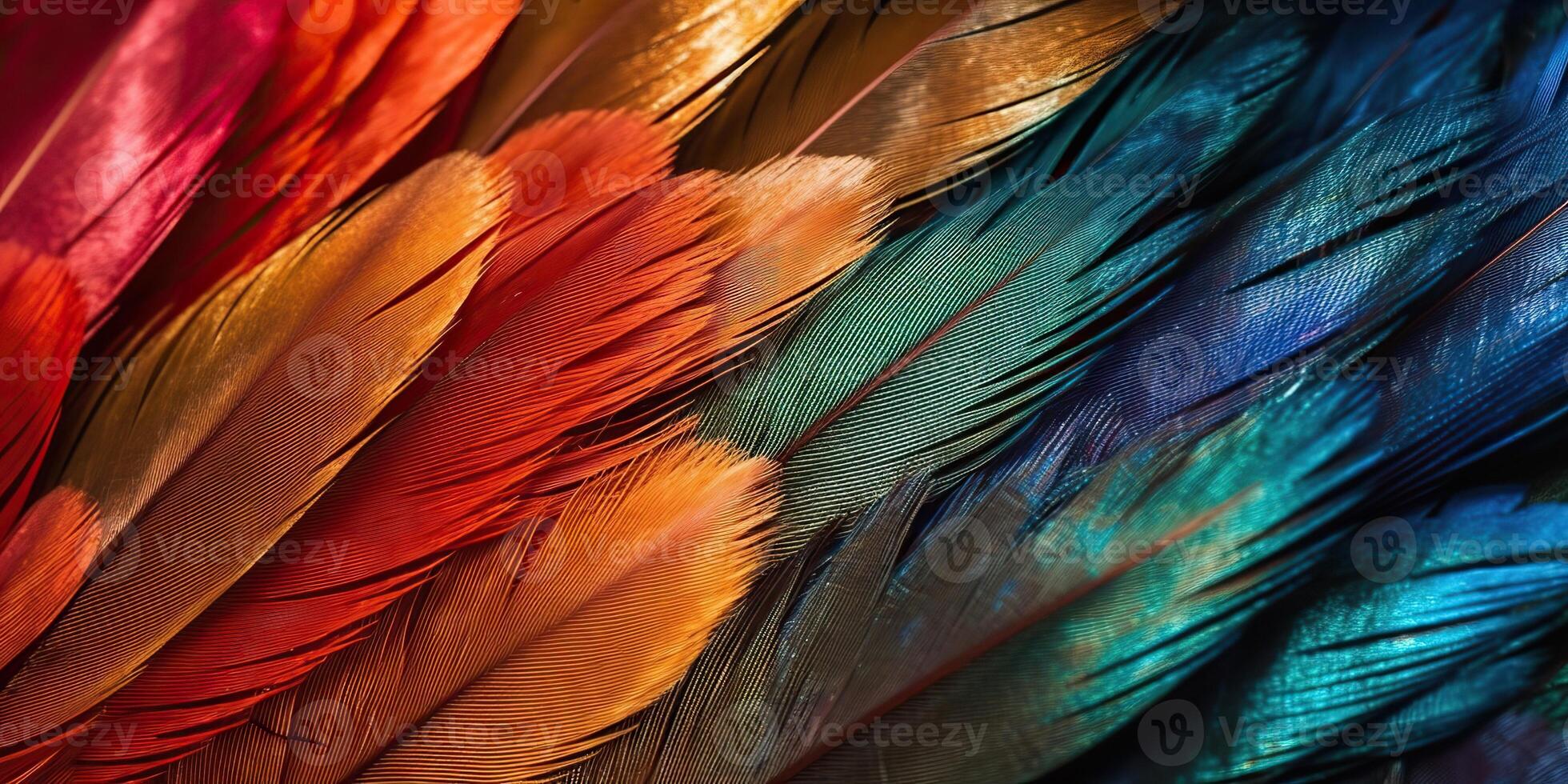 . . Vibrant colorful pattern background texture of color feathers decoration. Graphic Art photo