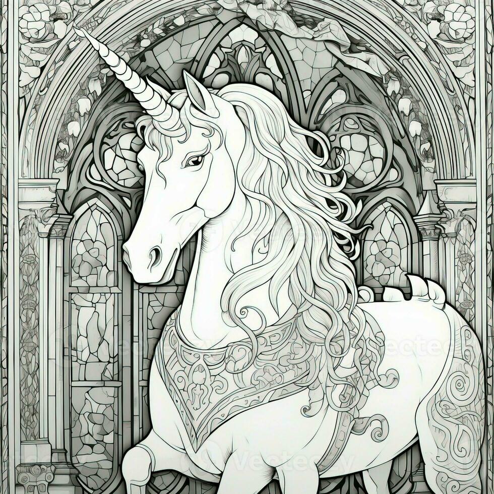 Art Nouveau Unicorn Coloring Pages photo