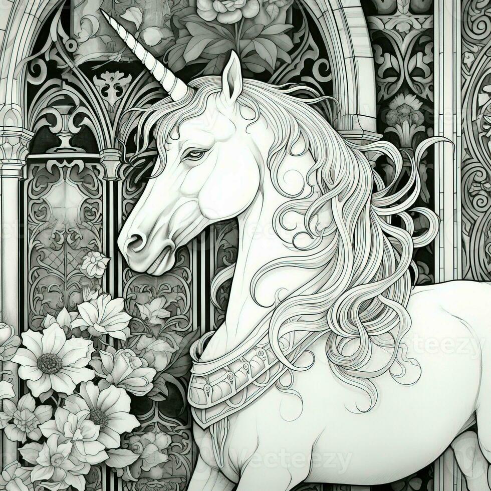 Art Nouveau Unicorn Coloring Pages photo