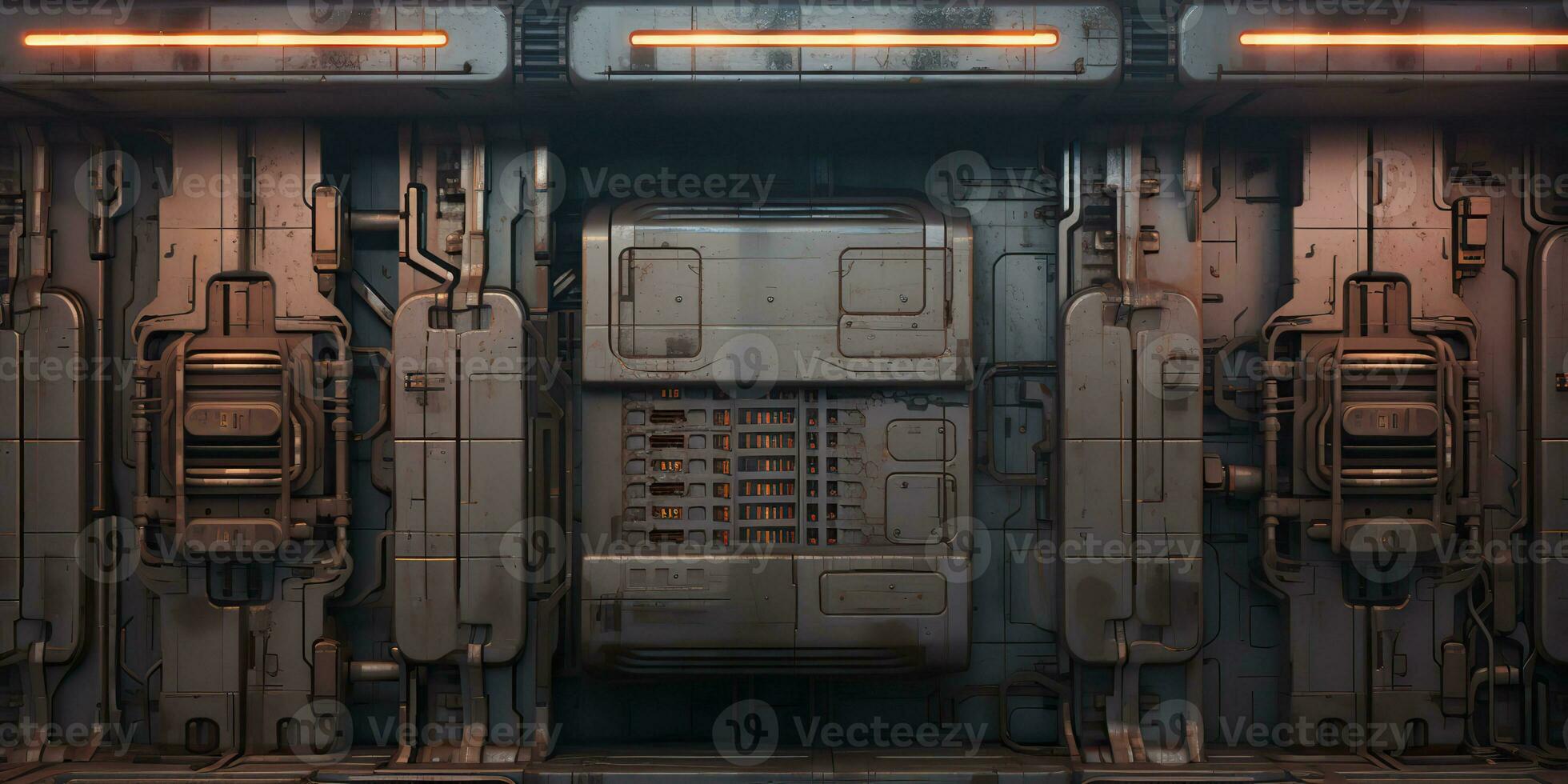 AI Generated. AI Generative. Sci fi future technology space galaxy ship decoration door panel hud. Graphic Art photo