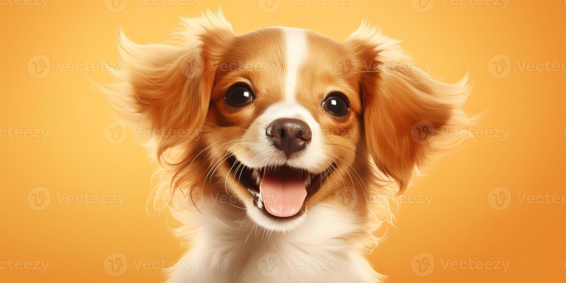 . . Happy cite smile dog frontal face frontal portrait. Animal pet food promotion marketing. Graphic Art photo