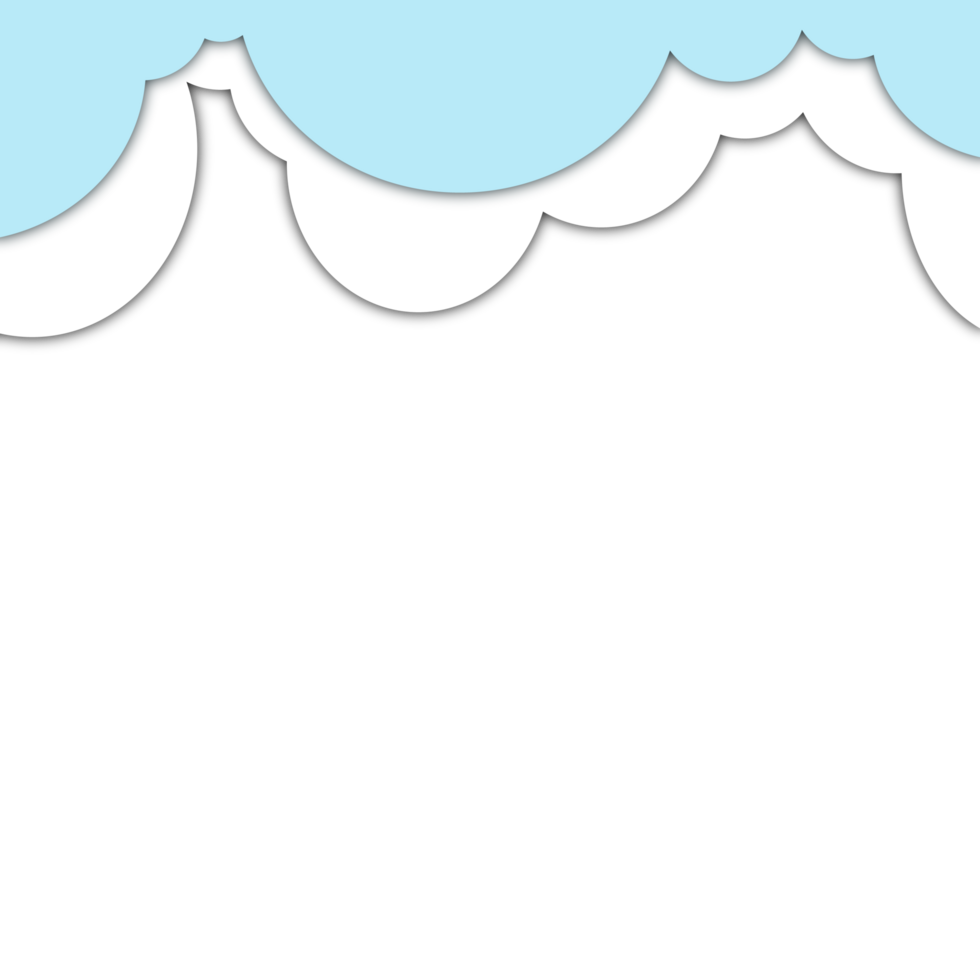 Blue White Cloud Paper Cut png