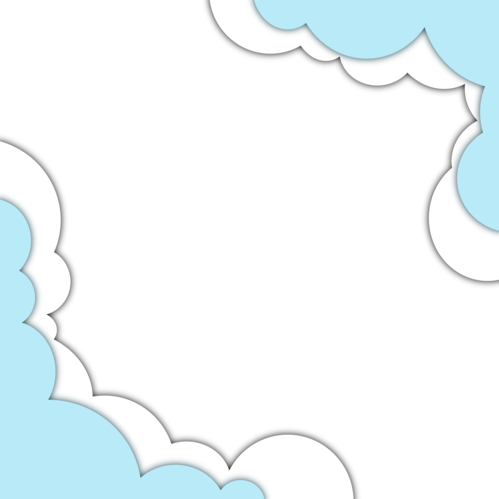 Blue White Cloud Paper Cut png