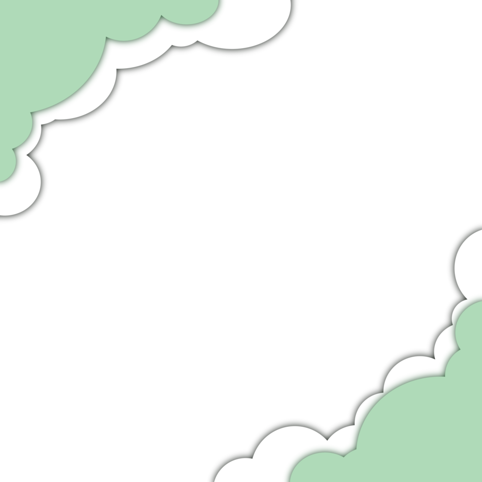 Green White Cloud Paper Cut png