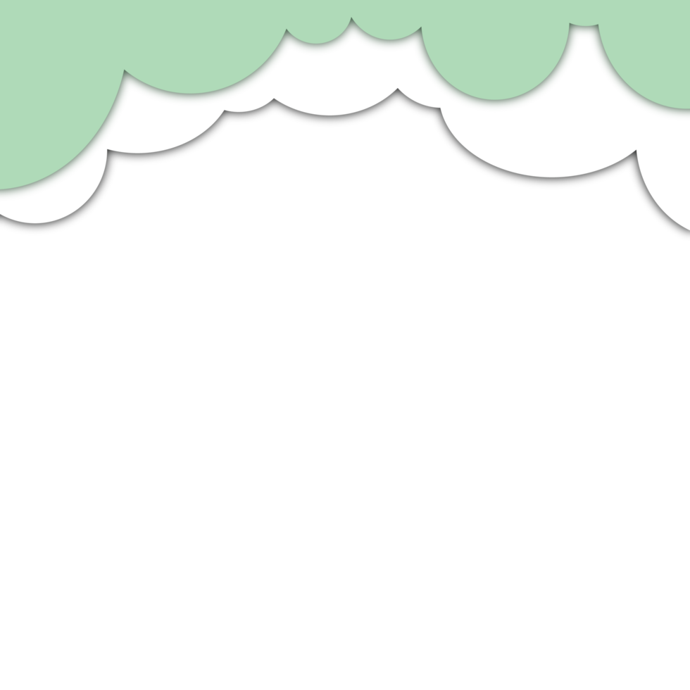 Green White Cloud Paper Cut png