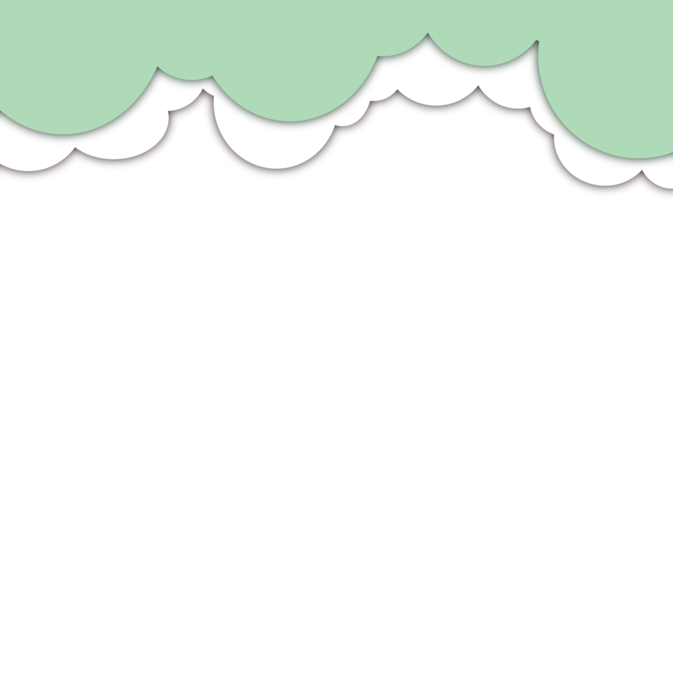 Green White Cloud Paper Cut png