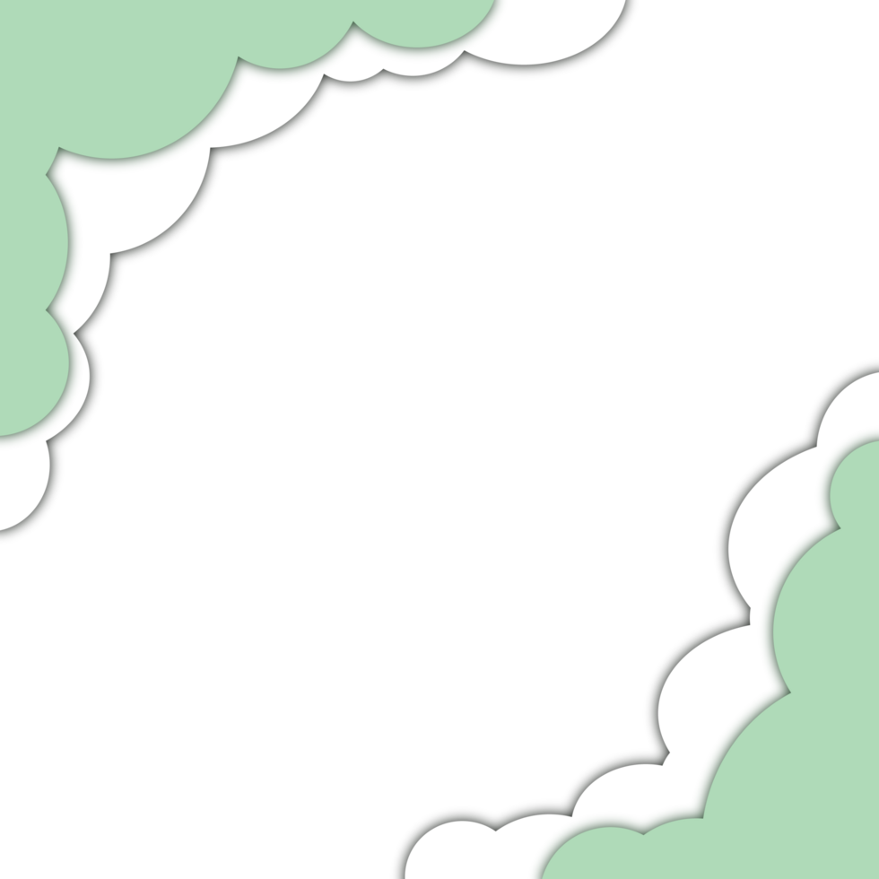 Green White Cloud Paper Cut png