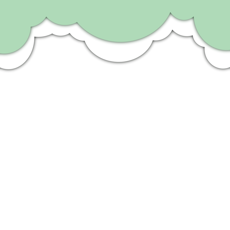Green White Cloud Paper Cut png