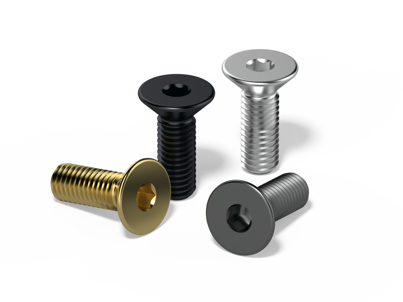 3D RENDERING, hexagon socket head screws isolated on white background