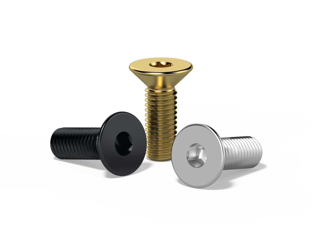 3D RENDERING, hexagon socket head screws isolated on white background png