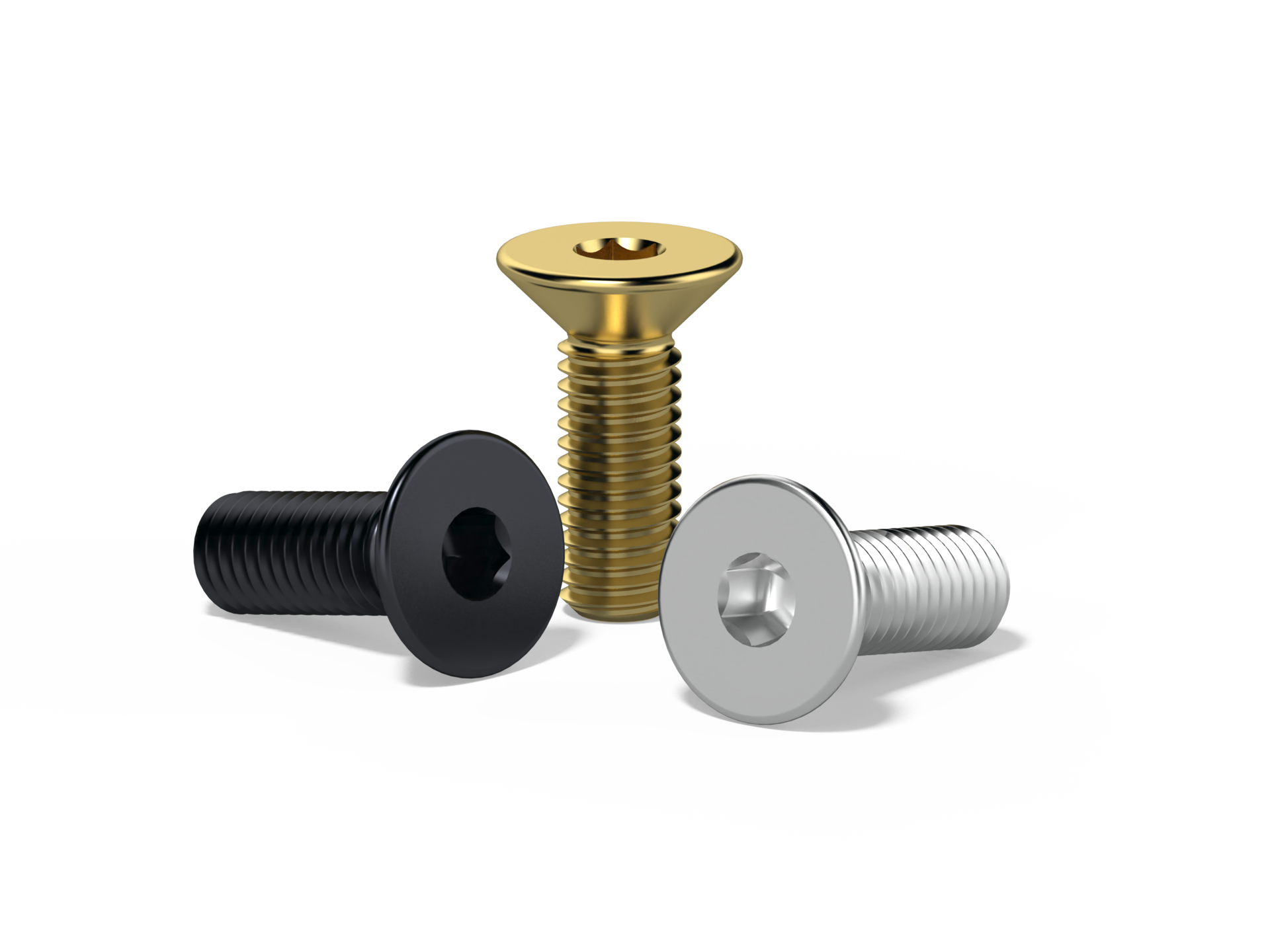 3D RENDERING, hexagon socket head screws isolated on white background