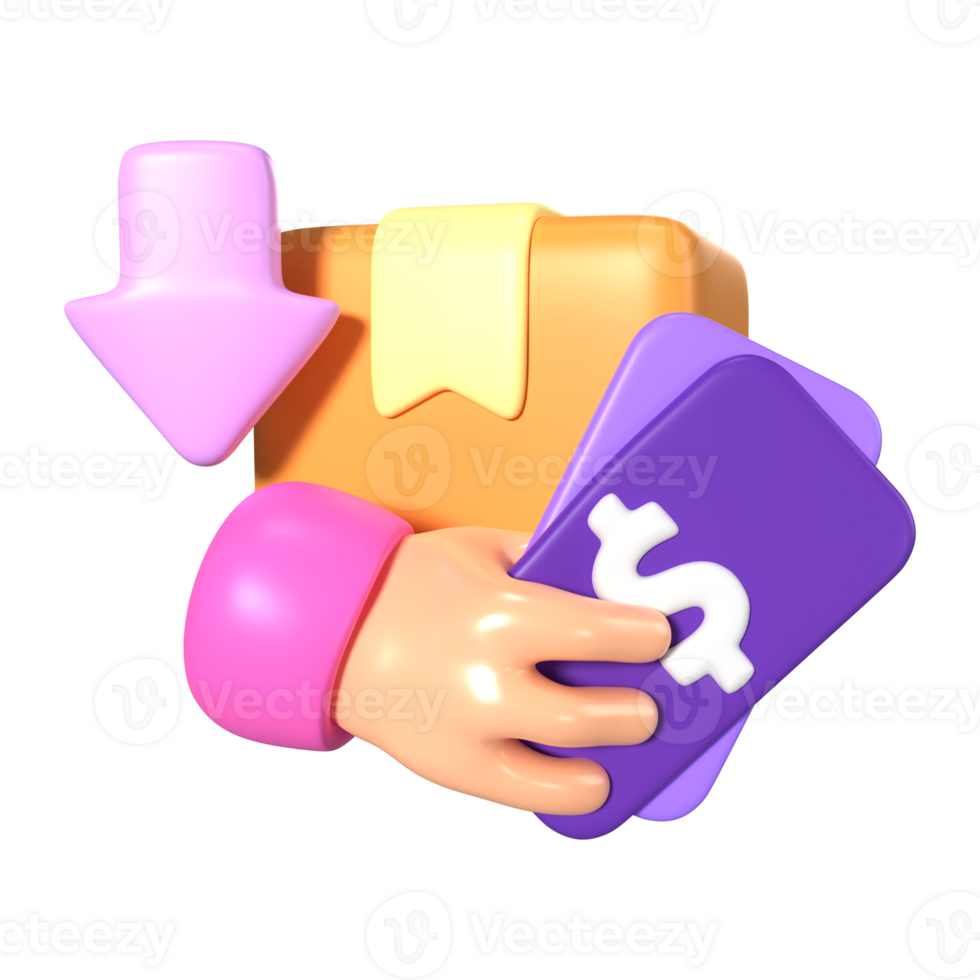 en espèces sur livraison 3d illustration icône png