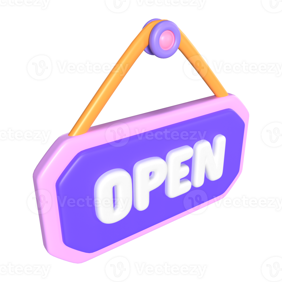 Open Sign 3D Illustration Icon png