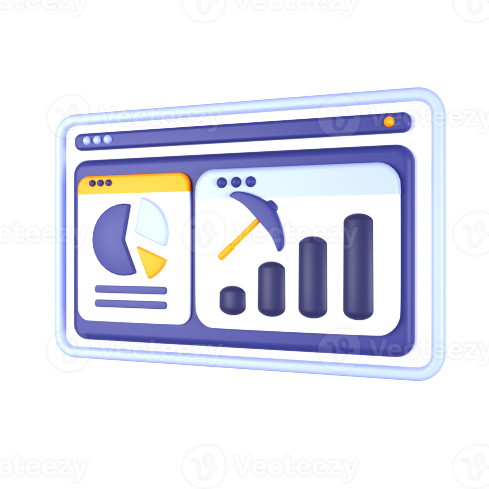 a computer screen with a graph and a hammer png