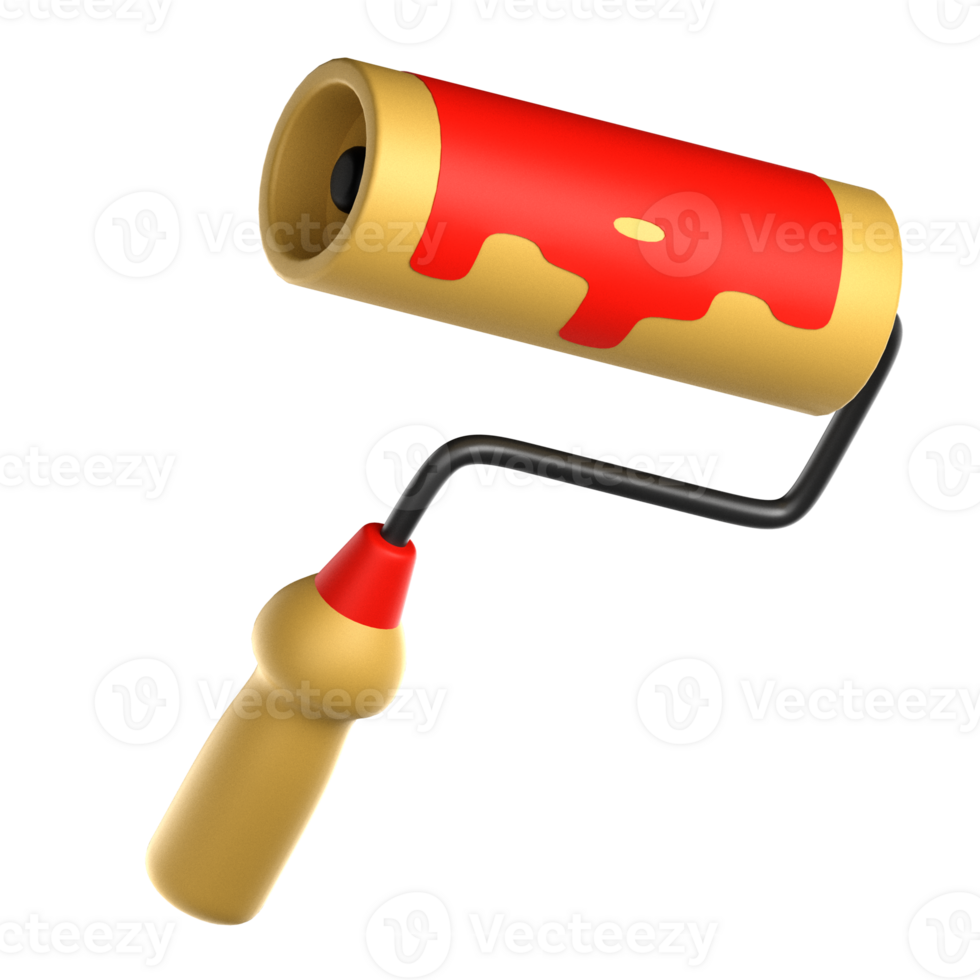 3d paint roller illustration. set of 3D labor day icons. png