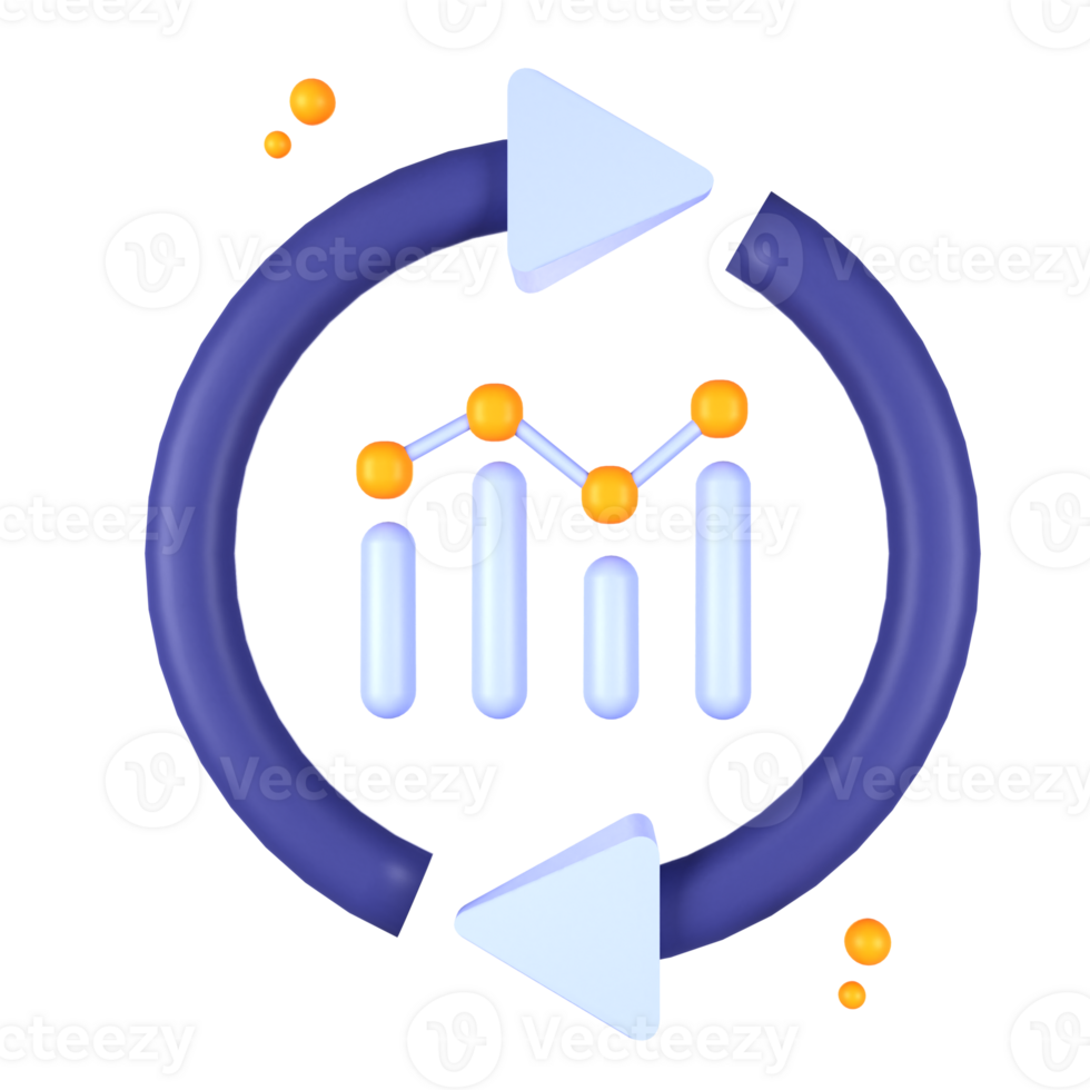 a circle with a graph and arrows in it png