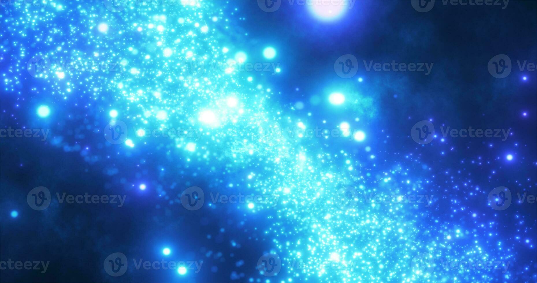 Abstract blue energy magic round particles round with bokeh effect glowing background photo