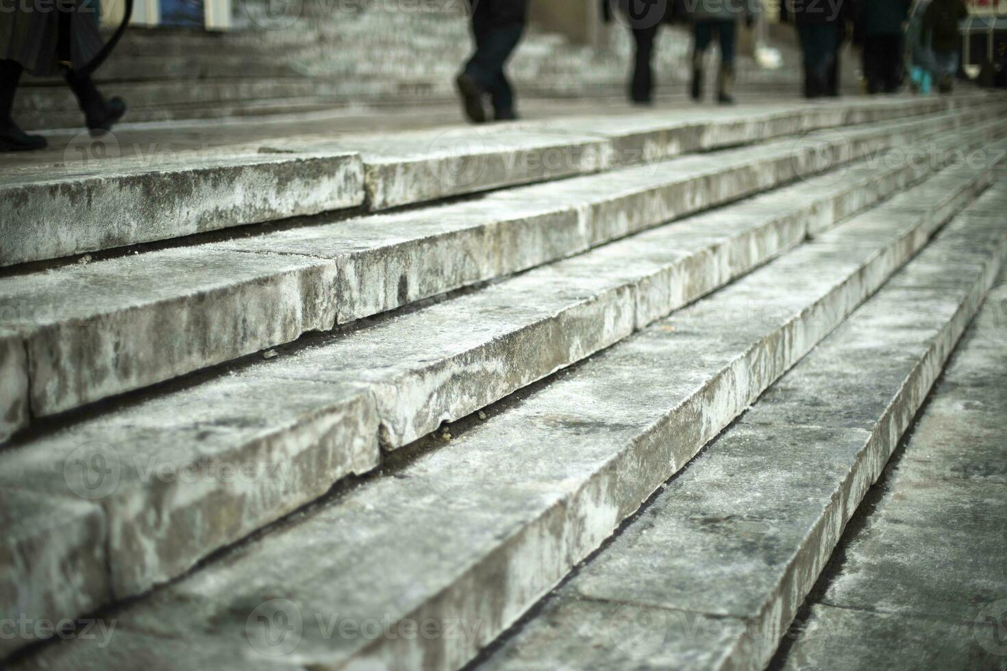 Steps on street. Architectural details. Dirty steps. photo
