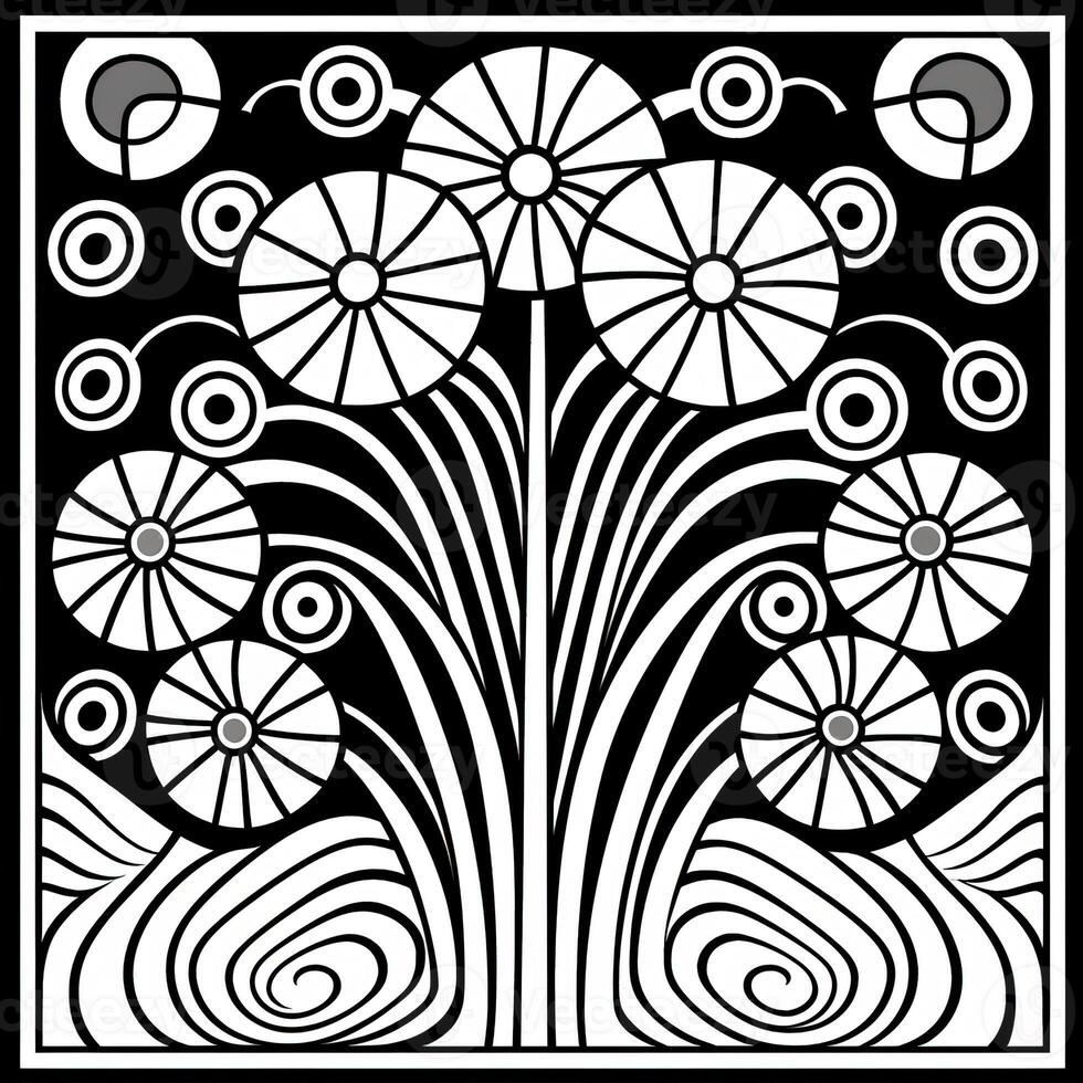 ArtDeco Fower Coloring Page photo