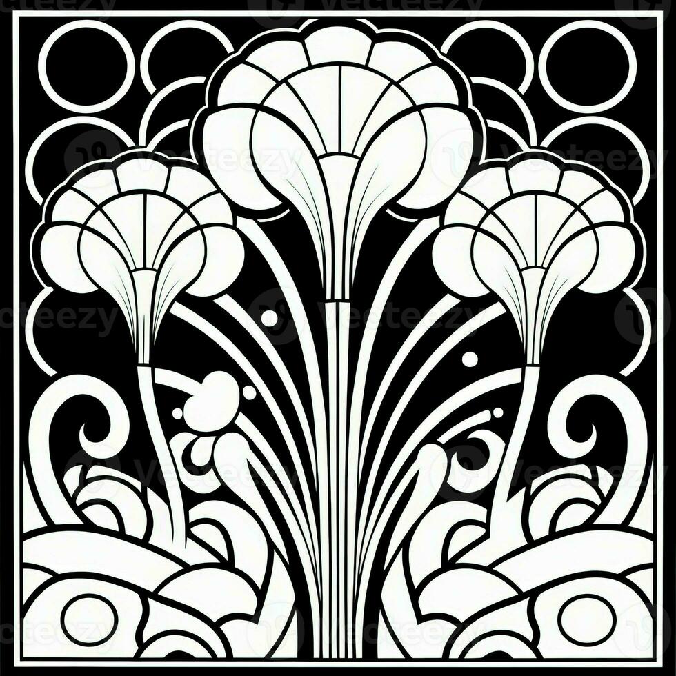 ArtDeco Fower Coloring Page photo