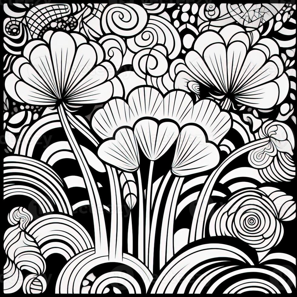 ArtDeco Fower Coloring Page photo