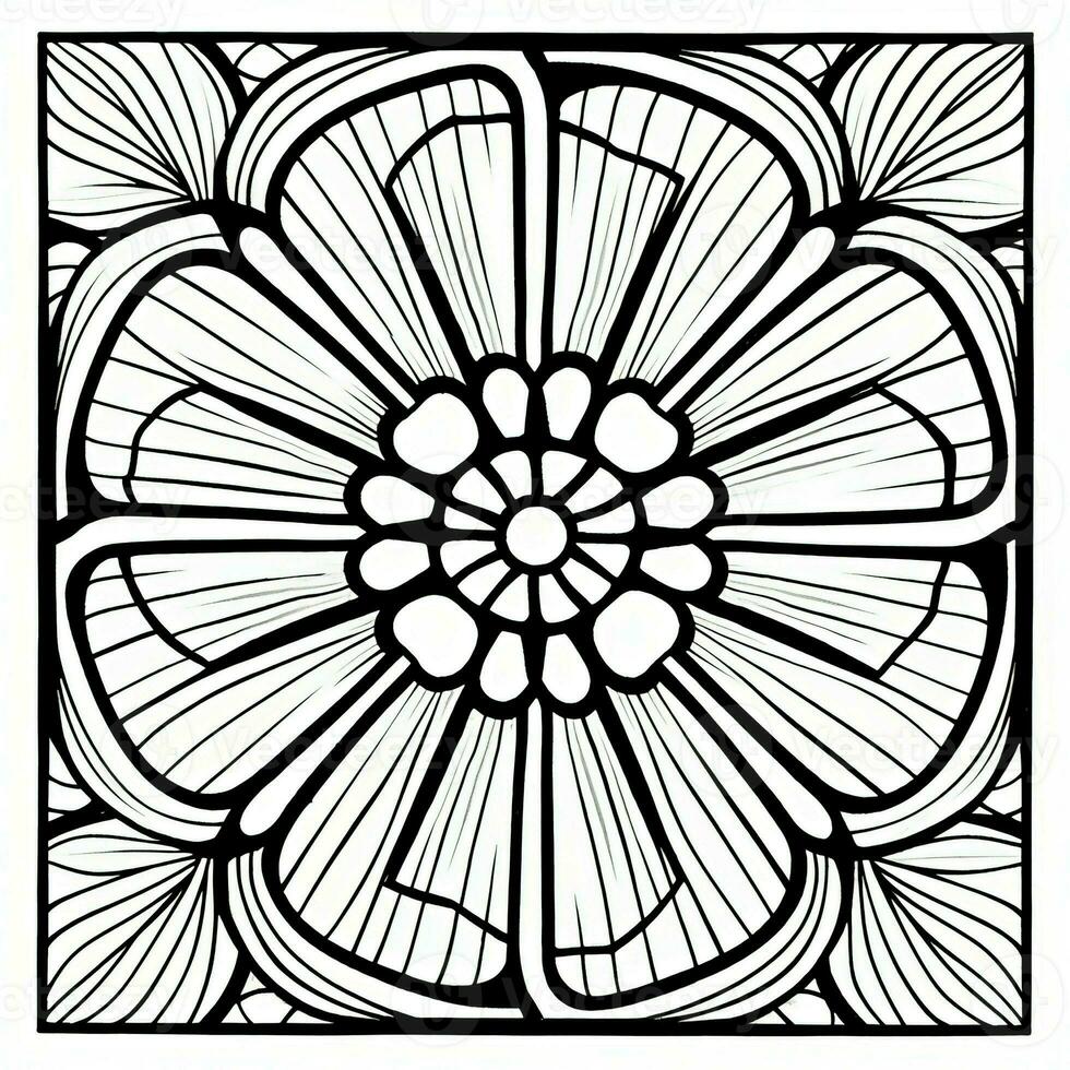 ArtDeco Fower Coloring Page photo