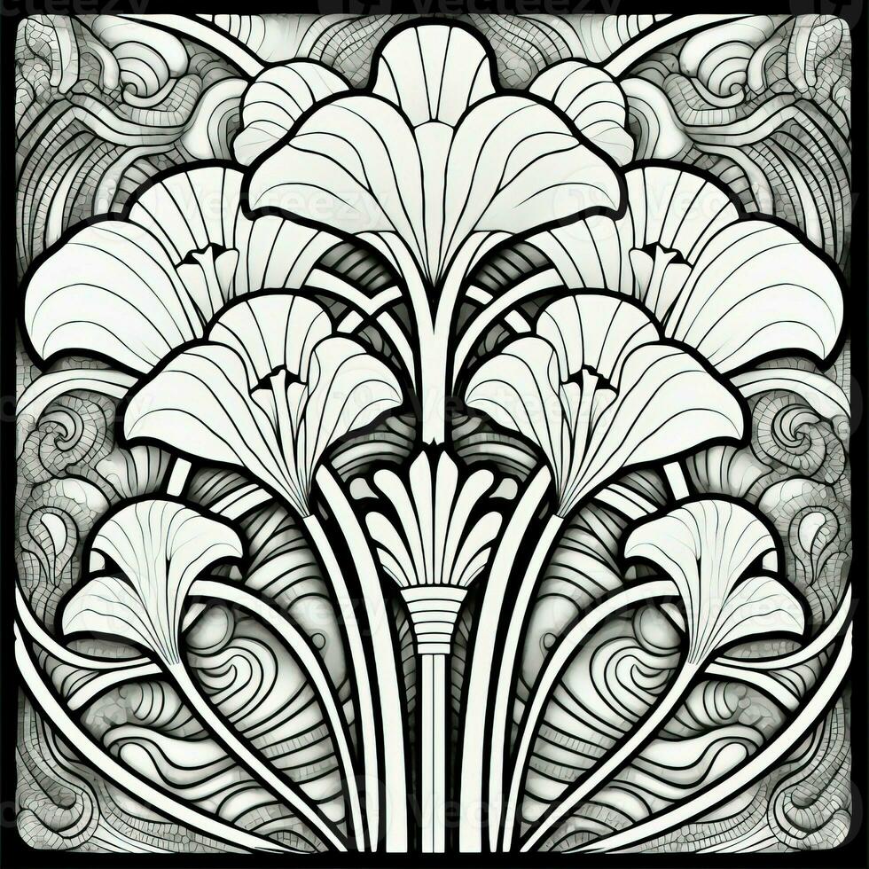 ArtDeco Fower Coloring Page photo