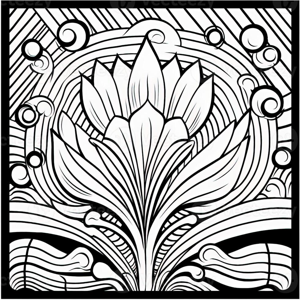 ArtDeco Fower Coloring Page photo