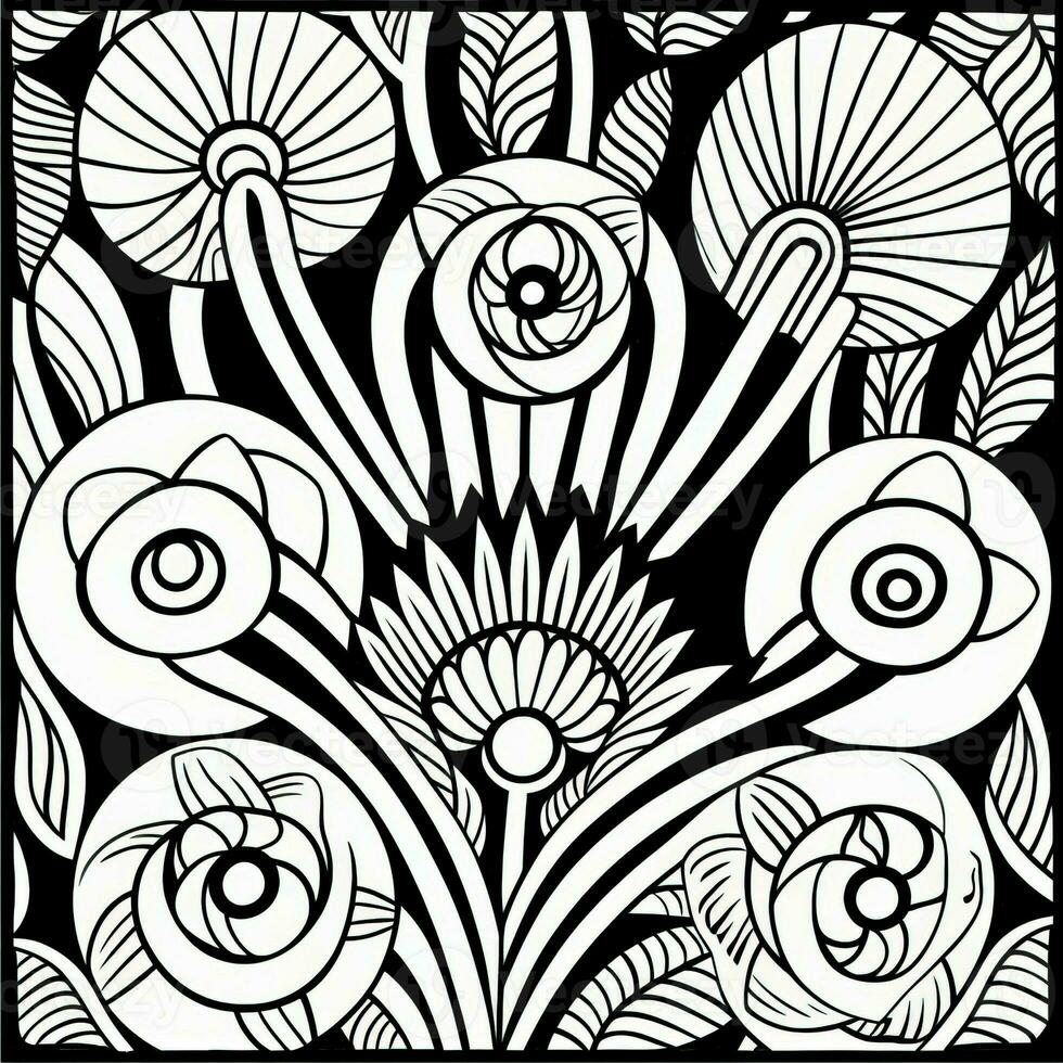 ArtDeco Fower Coloring Page photo