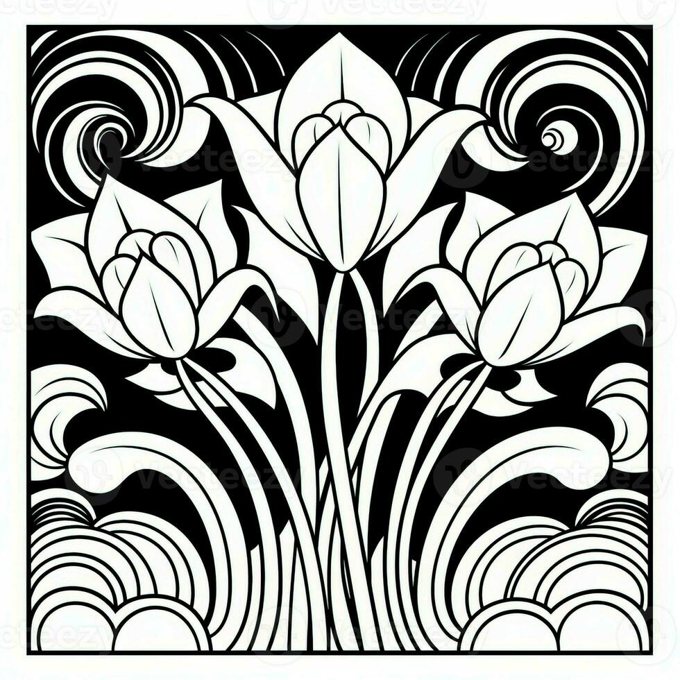 ArtDeco Fower Coloring Page photo