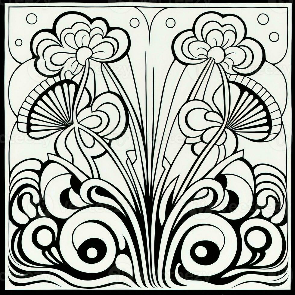 ArtDeco Fower Coloring Page photo