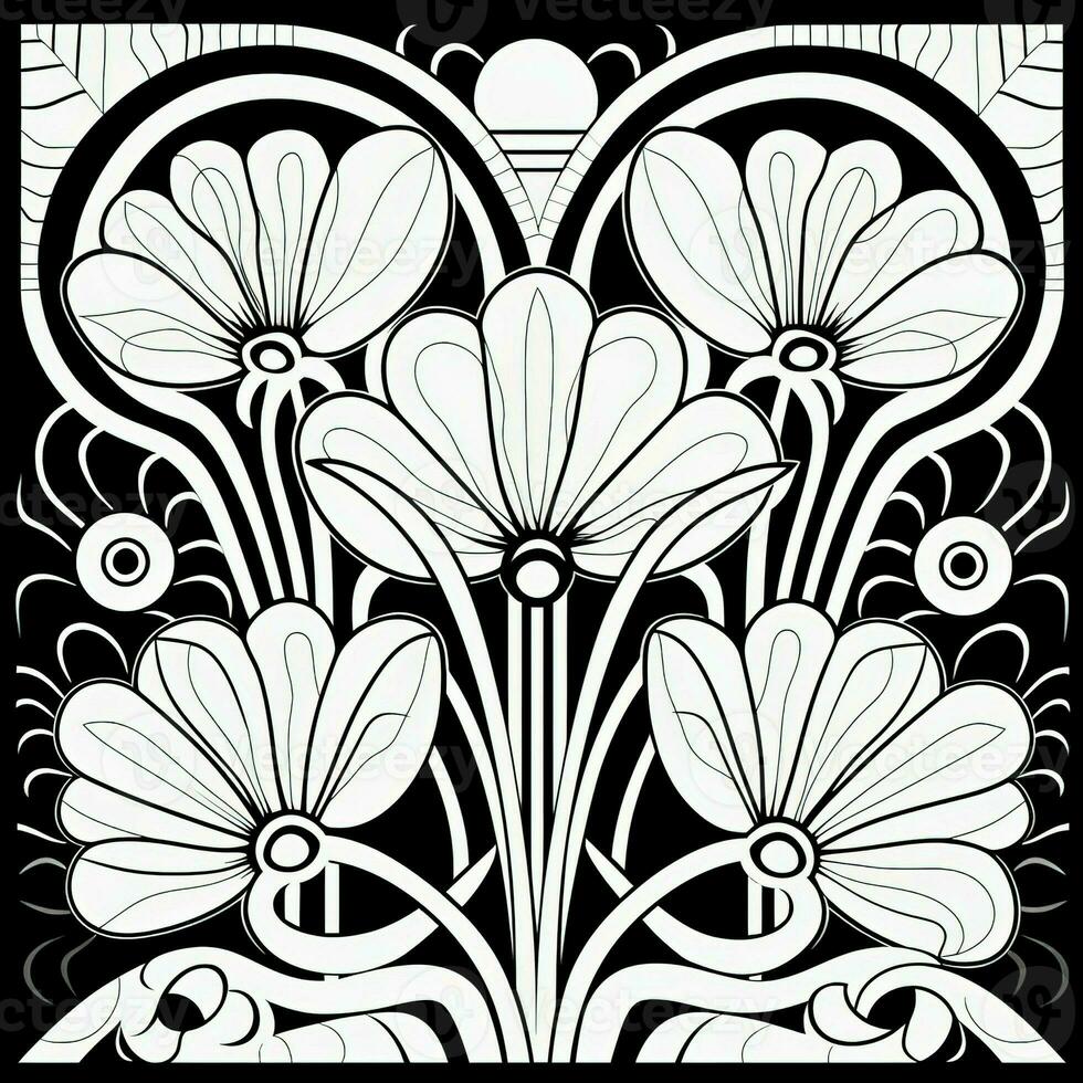 ArtDeco Fower Coloring Page photo