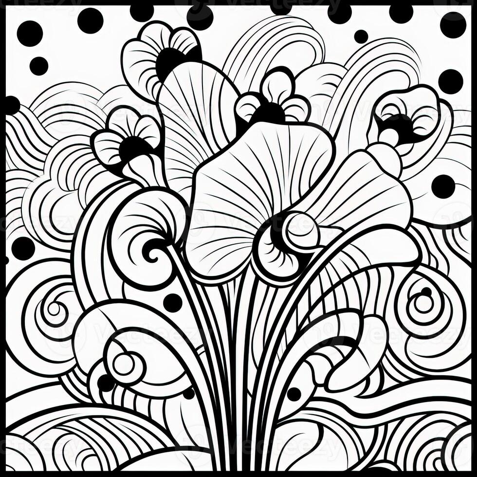 ArtDeco Fower Coloring Page photo