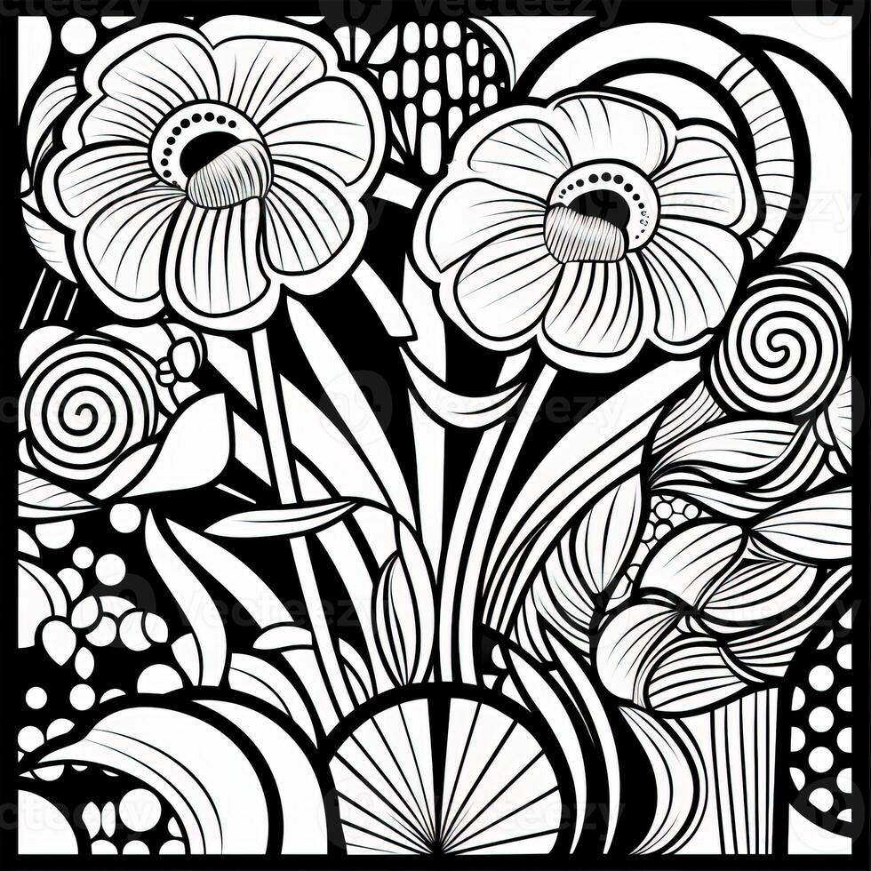 ArtDeco Fower Coloring Page photo